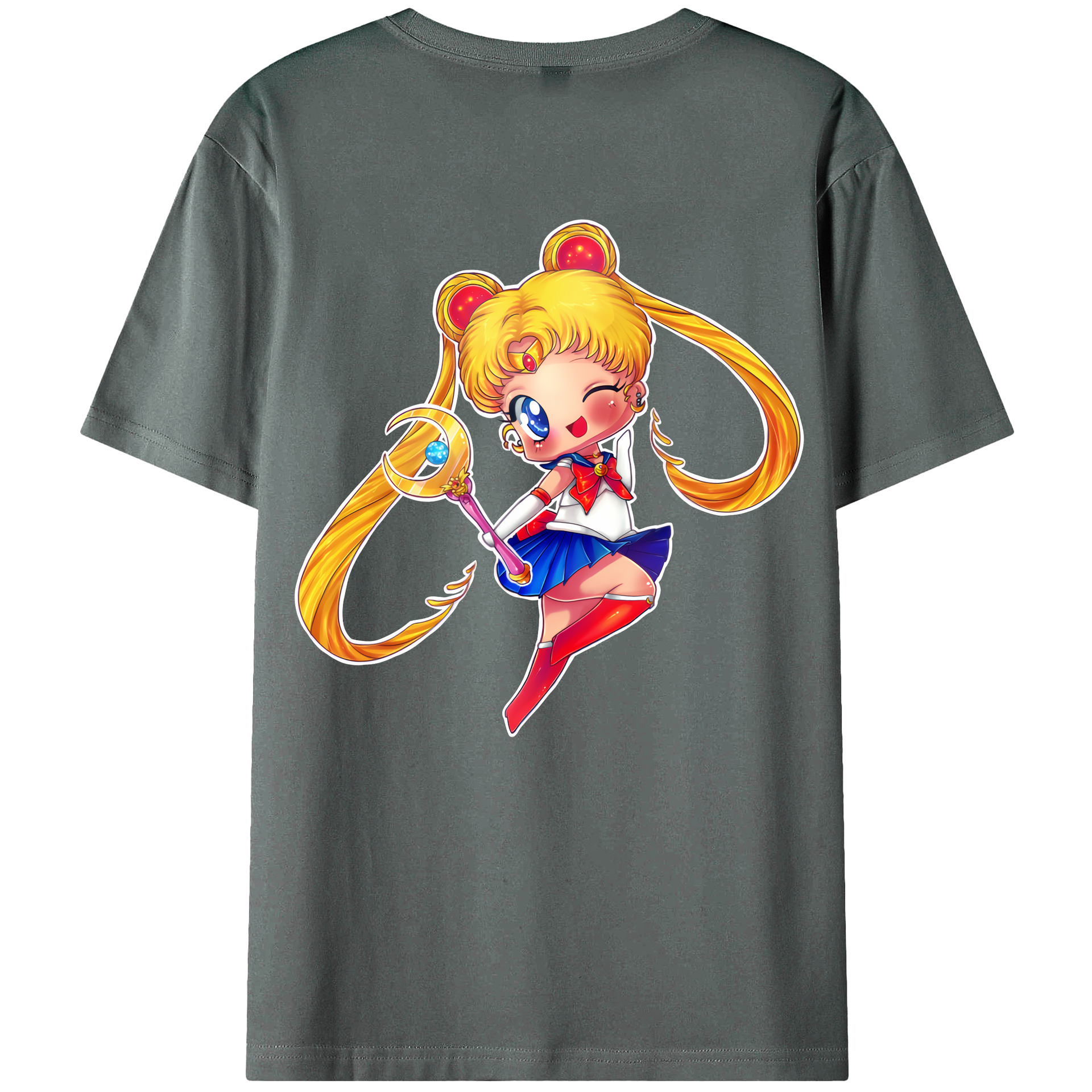 （画像用） 美少女戦士セーラームーン 月野 うさぎ つきの うさぎ Sailor Moon Tsukino Usagi 綿100％ メンズ半袖Tシャツ（バックプリント） 通気性